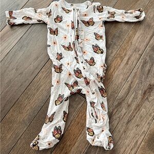 Caden Lane Butterfly Kisses Ruffle Zipper Footie